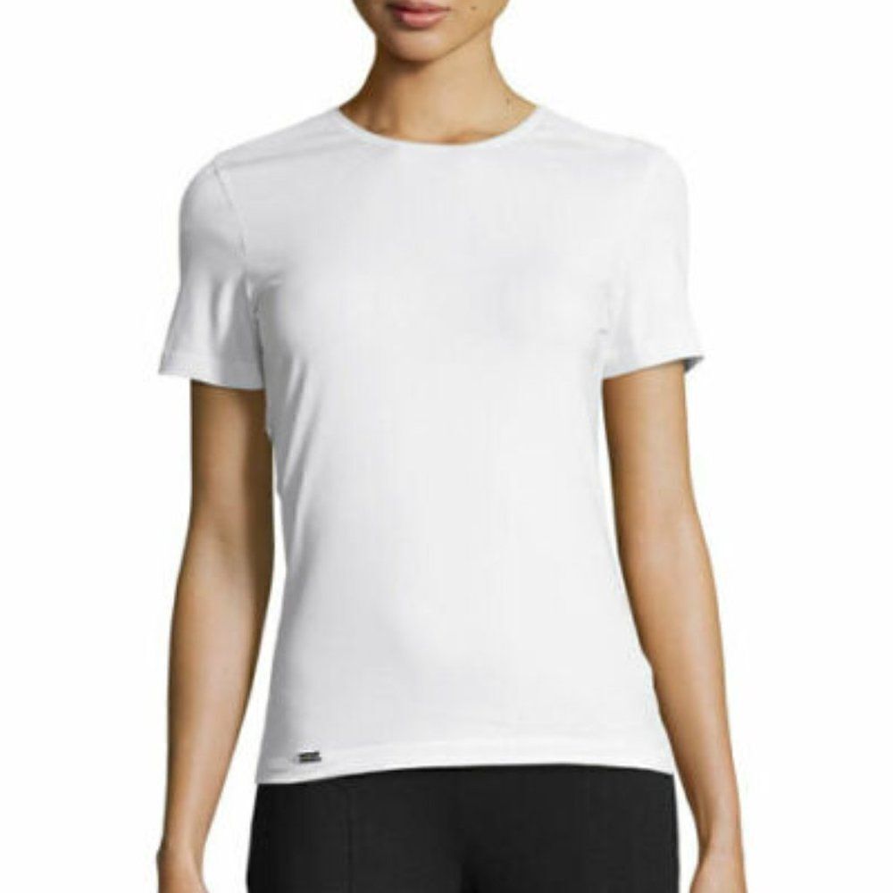 La Perla White Round Neck Basic Short Sleeve Top in Size Small